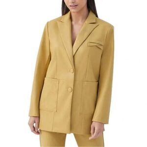 4th & Reckless Karlo Oversize Faux Leather yellow mustard Blazer Jacket Medium
